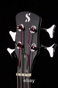 Electric Bass Guitar Curved body in Black gloss finish Powered pickups by SX