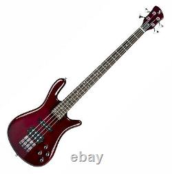 Electric Bass Guitar Curved body in Wine Red gloss finish Powered pickups by SX