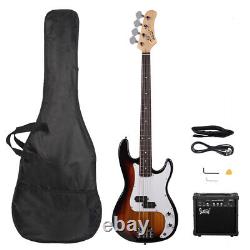 Electric Bass Guitar Full Set With 20W Amp Speaker Bag Strap Wrench Tool Kit Sets