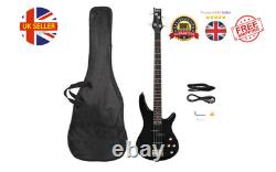 Electric Bass Guitar, GIB Full Size 4 String Black, Adjustable Electric Acoustic