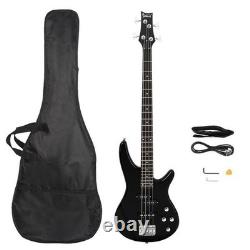 Electric Bass Guitar, GIB Full Size 4 String Black, Adjustable Electric Acoustic