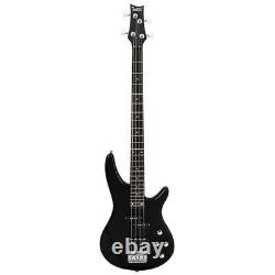 Electric Bass Guitar Gloss Black with Carry Case Strap Cord Plectrum NEW