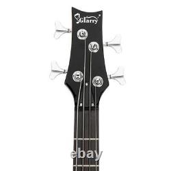 Electric Bass Guitar Gloss Black with Carry Case Strap Cord Plectrum NEW