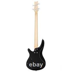 Electric Bass Guitar Gloss Black with Carry Case Strap Cord Plectrum NEW