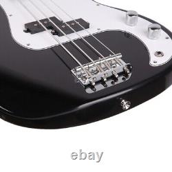 Electric Bass Guitar Kit Black with Carry Case Strap Cord Plectrum NEW