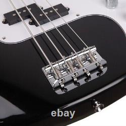 Electric Bass Guitar Kit Black with Carry Case Strap Cord Plectrum NEW