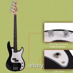 Electric Bass Guitar Kit Black with Carry Case Strap Cord Plectrum NEW