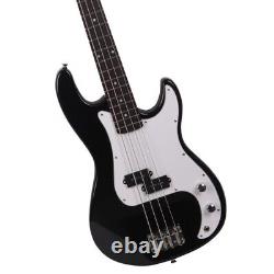 Electric Bass Guitar Kit Black with Carry Case Strap Cord Plectrum NEW