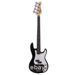 Electric Bass Guitar Kit Black with Carry Case Strap Cord Plectrum NEW