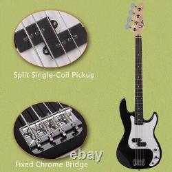 Electric Bass Guitar Kit Black with Carry Case Strap Cord Plectrum NEW