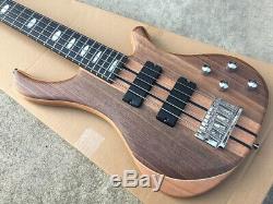Electric Bass Guitar Neck Through Active Solid Wood Body Maple Neck Nature Color