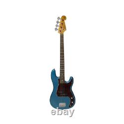 Electric Bass Guitar PB Style Double Cutaway in Blue with Gig Bag by SX