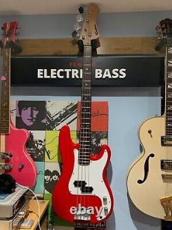 Electric Bass Guitar PB Style Double Cutaway in Red with Gig Bag by Rockburn