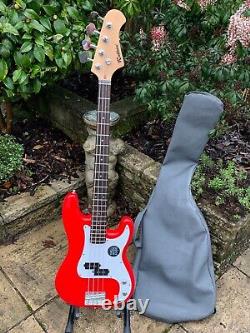 Electric Bass Guitar PB Style Double Cutaway in Red with Gig Bag by Rockburn