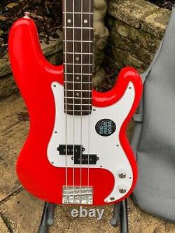 Electric Bass Guitar PB Style Double Cutaway in Red with Gig Bag by Rockburn