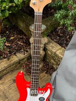 Electric Bass Guitar PB Style Double Cutaway in Red with Gig Bag by Rockburn