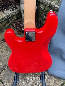 Electric Bass Guitar PB Style Double Cutaway in Red with Gig Bag by Rockburn