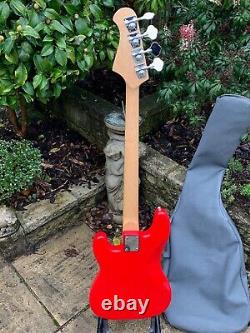 Electric Bass Guitar PB Style Double Cutaway in Red with Gig Bag by Rockburn