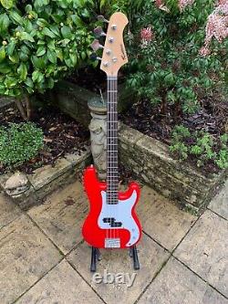 Electric Bass Guitar PB Style Double Cutaway in Red with Gig Bag by Rockburn