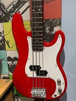 Electric Bass Guitar PB Style Double Cutaway in Red with Gig Bag by Rockburn