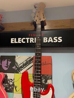 Electric Bass Guitar PB Style Double Cutaway in Red with Gig Bag by Rockburn