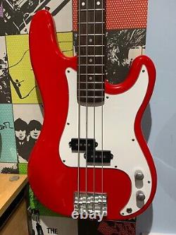 Electric Bass Guitar PB Style Double Cutaway in Red with Gig Bag by Rockburn