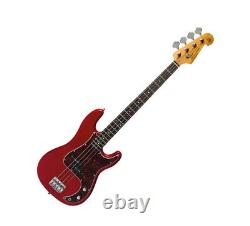 Electric Bass Guitar PB Style Double Cutaway in Red with Gig Bag by SX