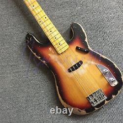 Electric Bass Guitar Sunburst Color Handmade Nitro Finished Maple Neck