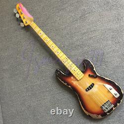 Electric Bass Guitar Sunburst Color Handmade Nitro Finished Maple Neck
