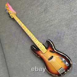 Electric Bass Guitar Sunburst Color Handmade Nitro Finished Maple Neck