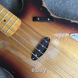 Electric Bass Guitar Sunburst Color Handmade Nitro Finished Maple Neck