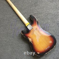 Electric Bass Guitar Sunburst Color Handmade Nitro Finished Maple Neck