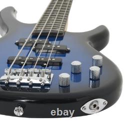 Electric Bass Guitar for Beginner with Bag Blue and Black 4/4 46 Electric Bass Guitar for Beginner with Bag Blue and Black 4/4 46