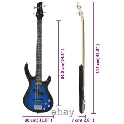 Electric Bass Guitar for Beginner with Bag Blue and Black 4/4 46 Electric Bass Guitar for Beginner with Bag Blue and Black 4/4 46