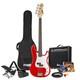 Electric Bass Guitar With Amplifier, Stand, Footrest, Strap, Bag Gigkit Red