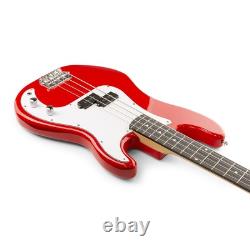 Electric Bass Guitar with Amplifier, Stand, Footrest, Strap, Bag GigKit Red