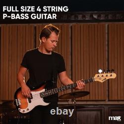 Electric Bass Guitar with Amplifier, Stand, Footrest, Strap, Bag GigKit Sunburst