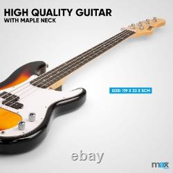 Electric Bass Guitar with Amplifier, Stand, Footrest, Strap, Bag GigKit Sunburst