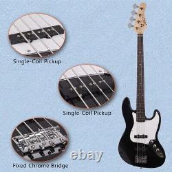 Electric GJazz Bass Guitar Set Single Pickup + Bag Strap Kit Cord Wrench Tool UK