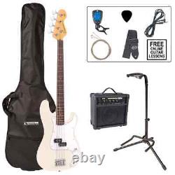 Encore E4 Bass Guitar Pack Vintage White