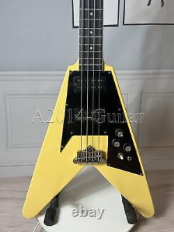 Factory Flying V Electric Bass Guitar Cream Color Mahogany Body&Neck 4 String