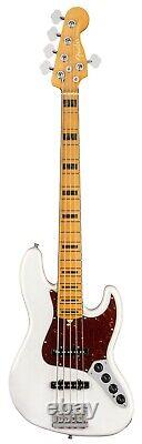 Fender American Ultra Jazz Bass V 5-string Maple Arctic Pearl + Hard Case (USED)