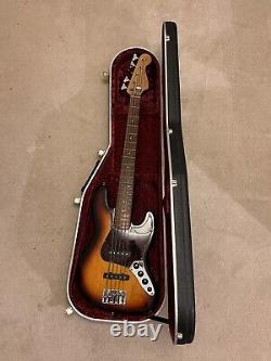 Fender Deluxe Jazz Bass (Mexico) 5 String Bass Guitar Sunburst with Hiscox Case