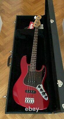 Fender Electric Jazz Bass Guitar Red Made in Mexico Deluxe Series Active + Case