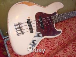 Fender Flea Jazz bass in Shell Pink with flight case, 2016