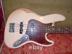 Fender Flea Jazz bass in Shell Pink with flight case, 2016