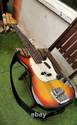 Fender Mustang Bass Guitar Vintage 1973. CBS. Short scale. 30. Sunburst. Rare