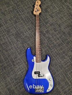 Fender Squier Affinity Blue P Bass Guitar Upgraded with Through Body Bridge