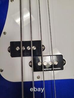 Fender Squier Affinity Blue P Bass Guitar Upgraded with Through Body Bridge