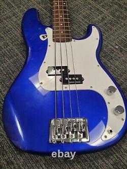 Fender Squier Affinity Blue P Bass Guitar Upgraded with Through Body Bridge